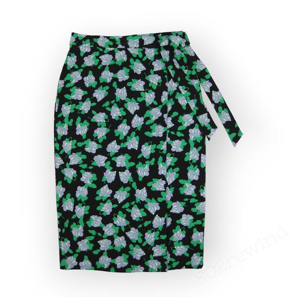 Sz12 DVF DianeVonFurstenberg Elma Floral Cady Midi Wrap Skirt Green - Picture 5 of 16